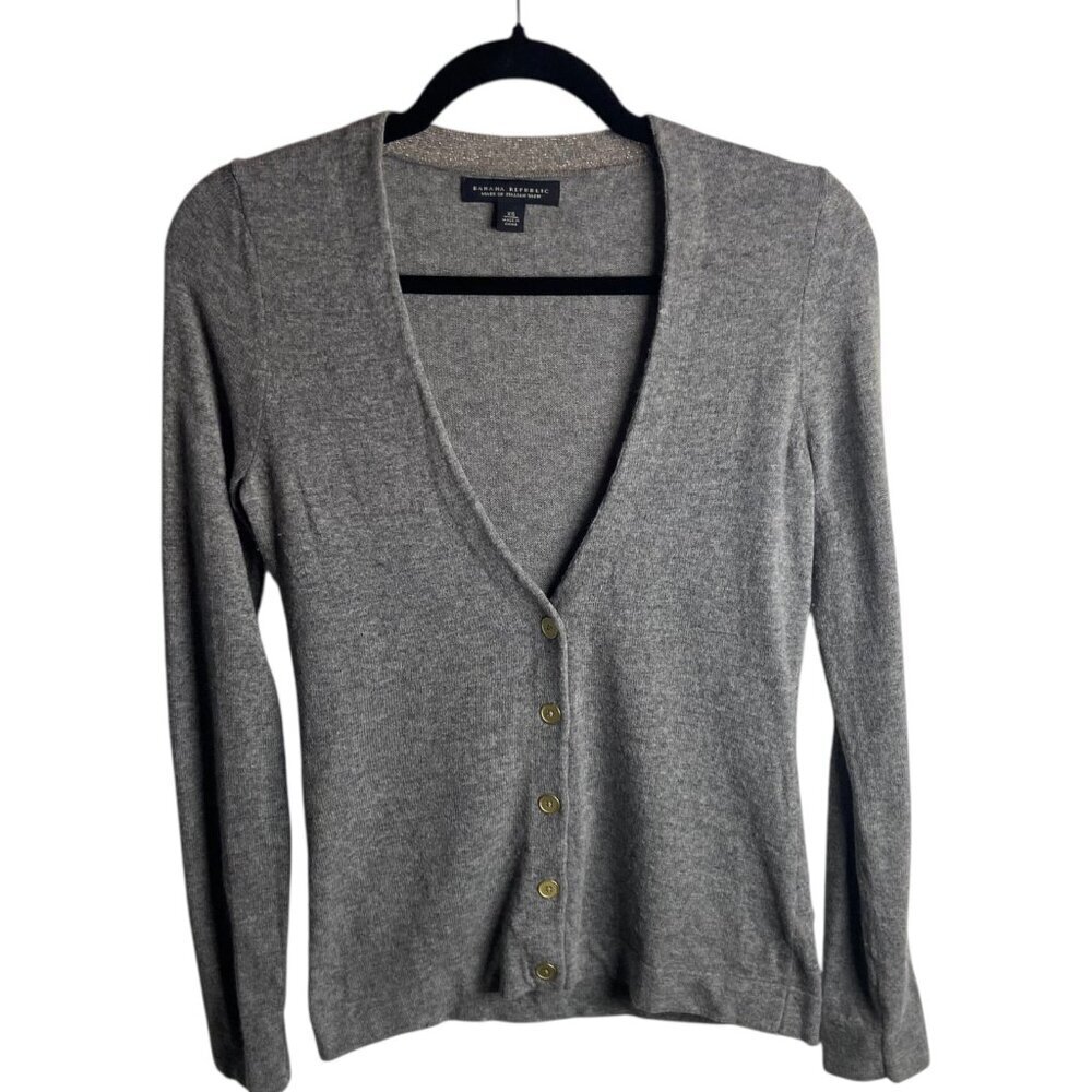 Banana Republic Italian Yarn Size Xs Cashmere Wool Button Cardigan Gray Sweater